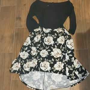 Off shoulder fit & flare high-low dress